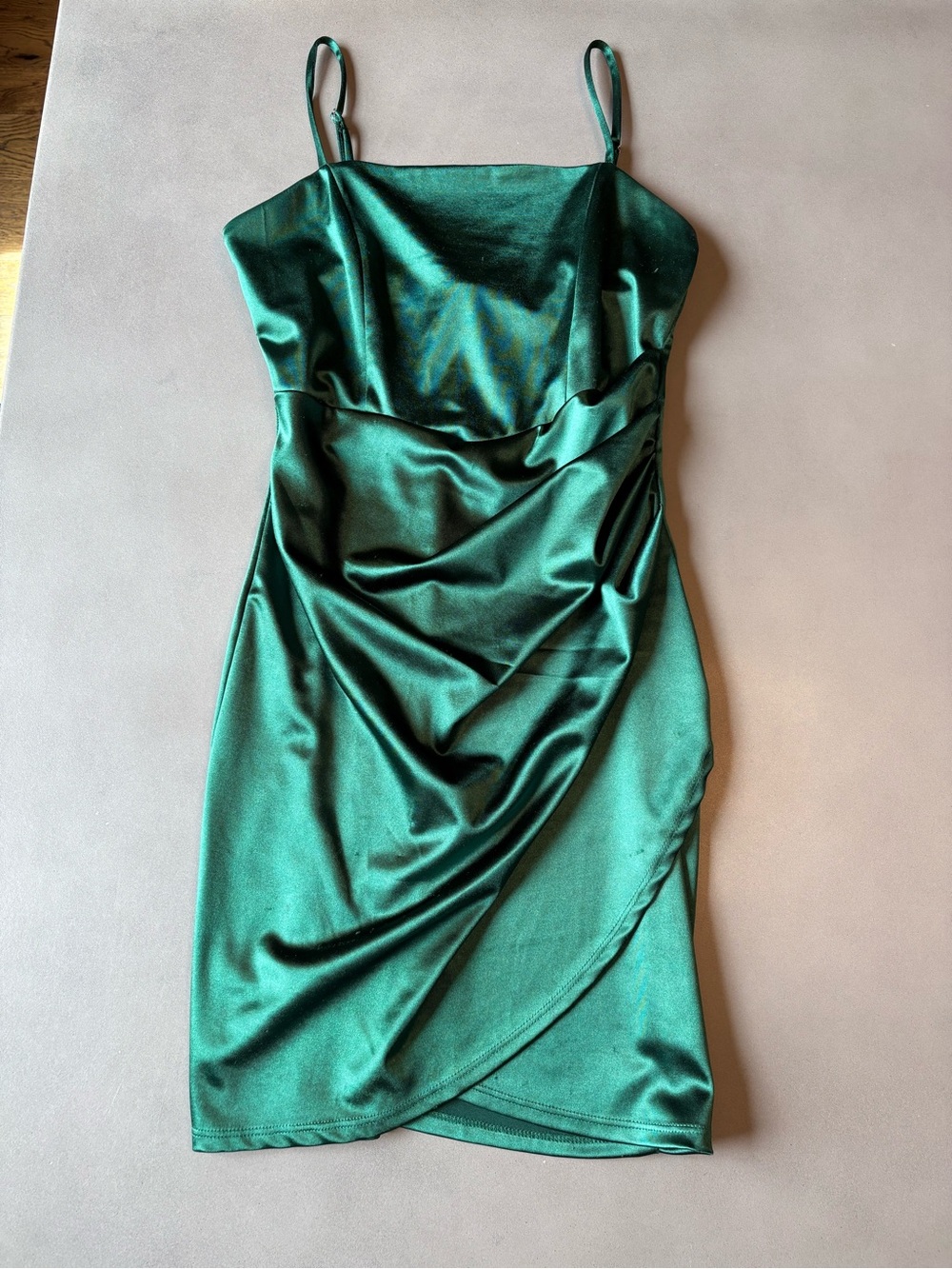 Honey and Rosie Emerald Satin Mini Slip Dress